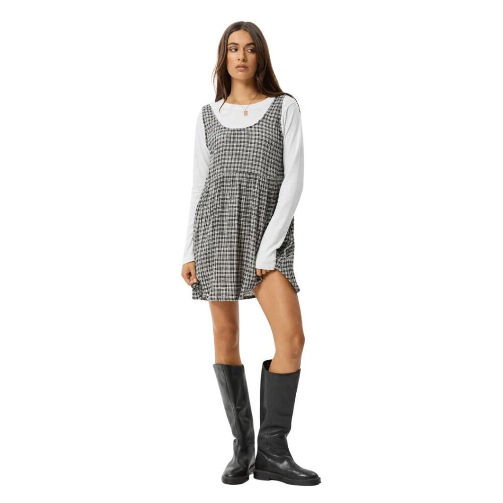 Afends Asta Jesse Hemp Seersucker Mini Dress – Steel Check, Size S